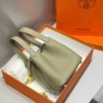 HERMES 25S PICOTIN LOCK 18 IN CROMWELL GRAY CALFSKIN GOLD HARDWARE - Image 2
