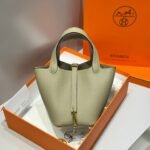 HERMES 25S PICOTIN LOCK 18 IN CROMWELL GRAY CALFSKIN GOLD HARDWARE - Image 10