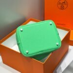 HERMES 25S PICOTIN LOCK 22 IN SPRING GREEN CALFSKIN SILVER HARDWARE - Image 5