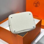 HERMES 25S PICOTIN LOCK 22 IN IVORY CALFSKIN SILVER HARDWARE - Image 5