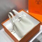 HERMES 25S PICOTIN LOCK 22 IN IVORY CALFSKIN SILVER HARDWARE - Image 11