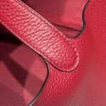 HERMES 25S PICOTIN LOCK 22 IN ROSSO ANCORA RED CALFSKIN GOLD HARDWARE - Image 8
