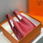 HERMES 25S PICOTIN LOCK 22 IN ROSSO ANCORA RED CALFSKIN GOLD HARDWARE - Image 11