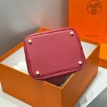 HERMES 25S PICOTIN LOCK 22 IN ROSSO ANCORA RED CALFSKIN GOLD HARDWARE - Image 14