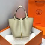 HERMES 25S PICOTIN LOCK 22 IN CROMWELL GRAY CALFSKIN GOLD HARDWARE - Image 10