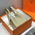 HERMES 25S PICOTIN LOCK 22 IN CROMWELL GRAY CALFSKIN GOLD HARDWARE - Image 2