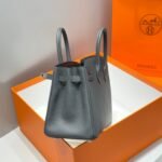 HERMES 25S MEDIUM BIRKIN 25 IN CHARCOAL GRAY CALFSKIN SILVER HARDWARE - Image 12