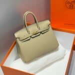 HERMES 25S MEDIUM BIRKIN 25 IN DARK KHAKI CALFSKIN GOLD HARDWARE - Image 10