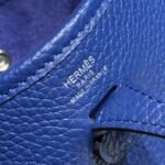 HERMES 25S MINI EVELYNE 18 IN BLUE PATTERNED STRAP CALFSKIN SILVER HARDWARE - Image 5