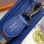 HERMES 25S MINI EVELYNE 18 IN BLUE PATTERNED STRAP CALFSKIN SILVER HARDWARE - Image 12