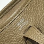 HERMES 25S MINI EVELYNE 18 IN BEIGE MARFA PATTERNED STRAP CALFSKIN SILVER HARDWARE - Image 5
