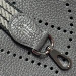 HERMES 25S MINI EVELYNE 18 IN CHARCOAL GRAY PATTERNED STRAP CALFSKIN SILVER HARDWARE - Image 3