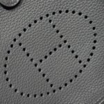 HERMES 25S MINI EVELYNE 18 IN CHARCOAL GRAY PATTERNED STRAP CALFSKIN SILVER HARDWARE - Image 6