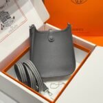 HERMES 25S MINI EVELYNE 18 IN CHARCOAL GRAY PATTERNED STRAP CALFSKIN SILVER HARDWARE - Image 2