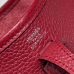 HERMES 25S MINI EVELYNE 18 IN BURGUNDY PATTERNED STRAP CALFSKIN SILVER HARDWARE - Image 16