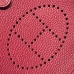 HERMES 25S MINI EVELYNE 18 IN BURGUNDY PATTERNED STRAP CALFSKIN SILVER HARDWARE - Image 13