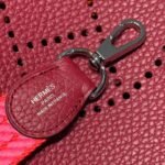 HERMES 25S MINI EVELYNE 18 IN BURGUNDY PATTERNED STRAP CALFSKIN SILVER HARDWARE - Image 12