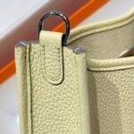 HERMES 25S MINI EVELYNE 18 IN MILTON YELLOW PATTERNED STRAP CALFSKIN SILVER HARDWARE - Image 16
