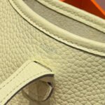 HERMES 25S MINI EVELYNE 18 IN MILTON YELLOW PATTERNED STRAP CALFSKIN SILVER HARDWARE - Image 8