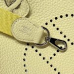 HERMES 25S MINI EVELYNE 18 IN MILTON YELLOW PATTERNED STRAP CALFSKIN SILVER HARDWARE - Image 12