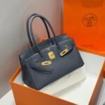 HERMES 25S SHOULDER BIRKIN 29 IN MIDNIGHT BLUE CALFSKIN GOLD HARDWARE - Image 11