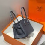 HERMES 25S SHOULDER BIRKIN 29 IN MIDNIGHT BLUE CALFSKIN GOLD HARDWARE - Image 3