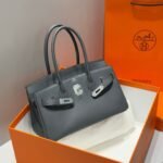 HERMES 25S SHOULDER BIRKIN 29 IN HAZE GRAY CALFSKIN SILVER HARDWARE - Image 2