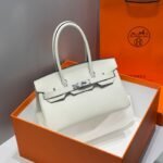 HERMES 25S SHOULDER BIRKIN 29 IN MILKY WHITE CALFSKIN SILVER HARDWARE - Image 10