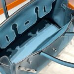 HERMES 25S SHOULDER BIRKIN 29 IN DENIM BLUE CALFSKIN SILVER HARDWARE - Image 4