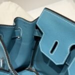 HERMES 25S SHOULDER BIRKIN 29 IN DENIM BLUE CALFSKIN SILVER HARDWARE - Image 6