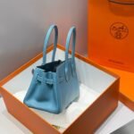 HERMES 25S SHOULDER BIRKIN 29 IN DENIM BLUE CALFSKIN SILVER HARDWARE - Image 12