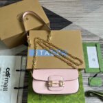 DIAMOND HORSEBIT SHOULDER BAG 24 IN LIGHT PINK CALFSKIN GOLD HARDWARE - Image 10