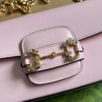 DIAMOND HORSEBIT SHOULDER BAG 24 IN LIGHT PINK CALFSKIN GOLD HARDWARE - Image 18