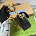 DIAMOND HORSEBIT SHOULDER BAG 24 IN BLACK CALFSKIN GOLD HARDWARE - Image 12