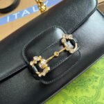 DIAMOND HORSEBIT SHOULDER BAG 24 IN BLACK CALFSKIN GOLD HARDWARE - Image 14