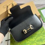 DIAMOND HORSEBIT SHOULDER BAG 24 IN BLACK CALFSKIN GOLD HARDWARE - Image 8