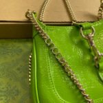 JACKIE NOTTE MINI BAG 19 IN LIME GREEN CRACKED LACQUER CALFSKIN GOLD HARDWARE - Image 5