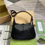 JACKIE SMALL SHOULDER BAG 27 IN BLACK CRACKED LACQUER CALFSKIN GOLD HARDWARE - Image 14