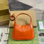 JACKIE SMALL SHOULDER BAG 27 IN ORANGE CRACKED LACQUER CALFSKIN GOLD HARDWARE - Image 13