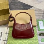 JACKIE SMALL SHOULDER BAG 27 IN WINE RED CRACKED LACQUER CALFSKIN GOLD HARDWARE - Image 7