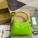 JACKIE SMALL SHOULDER BAG 27 IN LIME GREEN CRACKED LACQUER CALFSKIN GOLD HARDWARE - Image 2