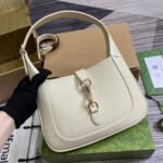 JACKIE SMALL SHOULDER BAG 27 IN WHITE CRACKED LACQUER CALFSKIN GOLD HARDWARE - Image 6