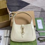 JACKIE SMALL SHOULDER BAG 27 IN WHITE CRACKED LACQUER CALFSKIN GOLD HARDWARE - Image 10
