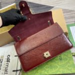 DYONYSUS SMALL SHOULDER BAG 28 IN WINE RED LACQUER EMBOSSED CALFSKIN SILVER HARDWARE - Image 12