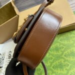 HORSEBIT 1955 MINI TOP HANDLE BAG 18 IN BEIGE CANVAS AND BROWN CALFSKIN GOLD HARDWARE - Image 6