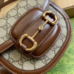 HORSEBIT 1955 MINI TOP HANDLE BAG 18 IN BEIGE CANVAS AND BROWN CALFSKIN GOLD HARDWARE - Image 16