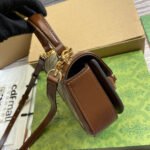 HORSEBIT 1955 MINI TOP HANDLE BAG 18 IN BEIGE CANVAS AND BROWN CALFSKIN GOLD HARDWARE - Image 2