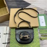 HORSEBIT 1955 MINI TOP HANDLE BAG 18 IN BLACK CALFSKIN GOLD HARDWARE - Image 10
