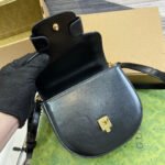 HORSEBIT 1955 MINI TOP HANDLE BAG 18 IN BLACK CALFSKIN GOLD HARDWARE - Image 6
