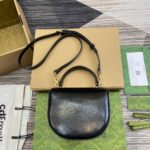 HORSEBIT 1955 MINI TOP HANDLE BAG 18 IN BLACK CALFSKIN GOLD HARDWARE - Image 8